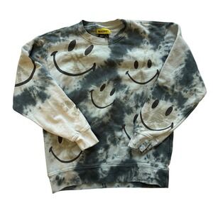 Market Smiley Sweatshirt Mens‎ M Medium Shibori Dye Crewneck Smiley Face
